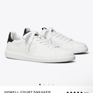 Tory Burch White and Navy Sneakers